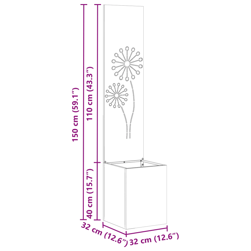 vidaXL Dārza privātuma ekrāns Sudraba 32 x 140 cm Cinkots tērauds