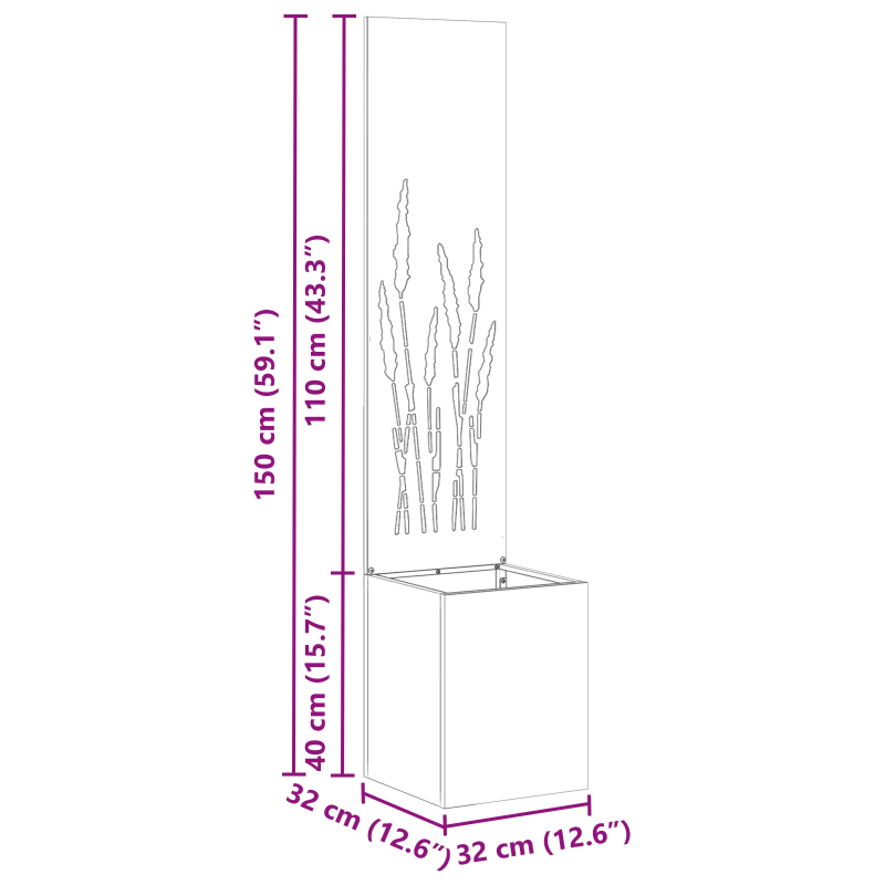 vidaXL Dārza privātuma ekrāns Balts 32 x 140 cm Auksti velmēta tērauds