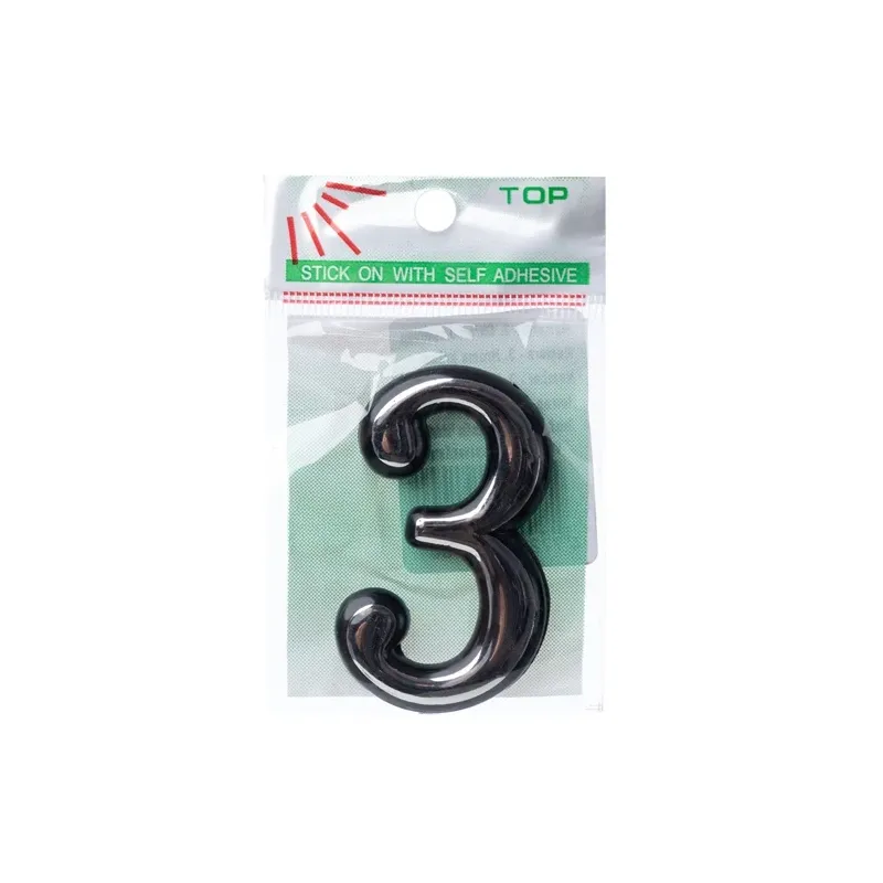 Durvju numurs CR 3, 5 cm, plastmasa, hroma krās.
