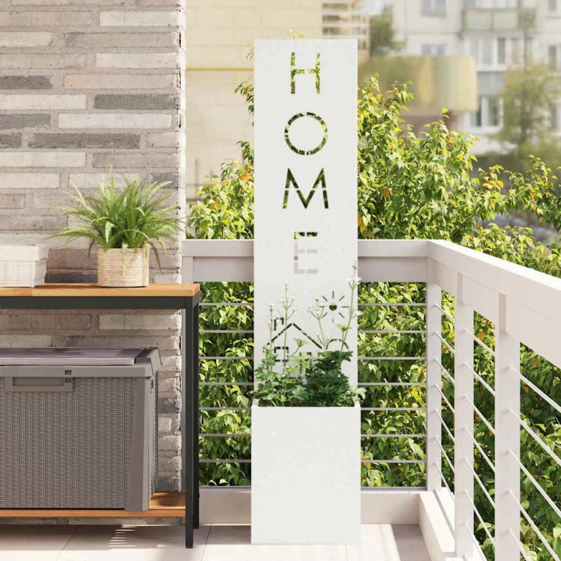 vidaXL Dārza privātuma ekrāns Balts 32 x 140 cm Auksti velmēta tērauds