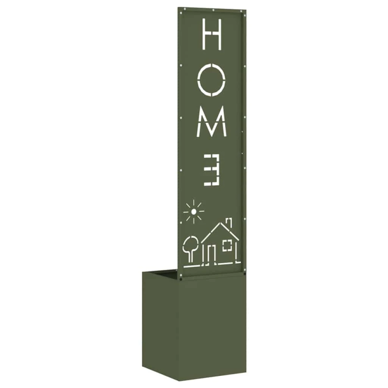 vidaXL Dārza privātuma ekrāns Izriezts raksts Olīvu zaļa 32 x 140 cm