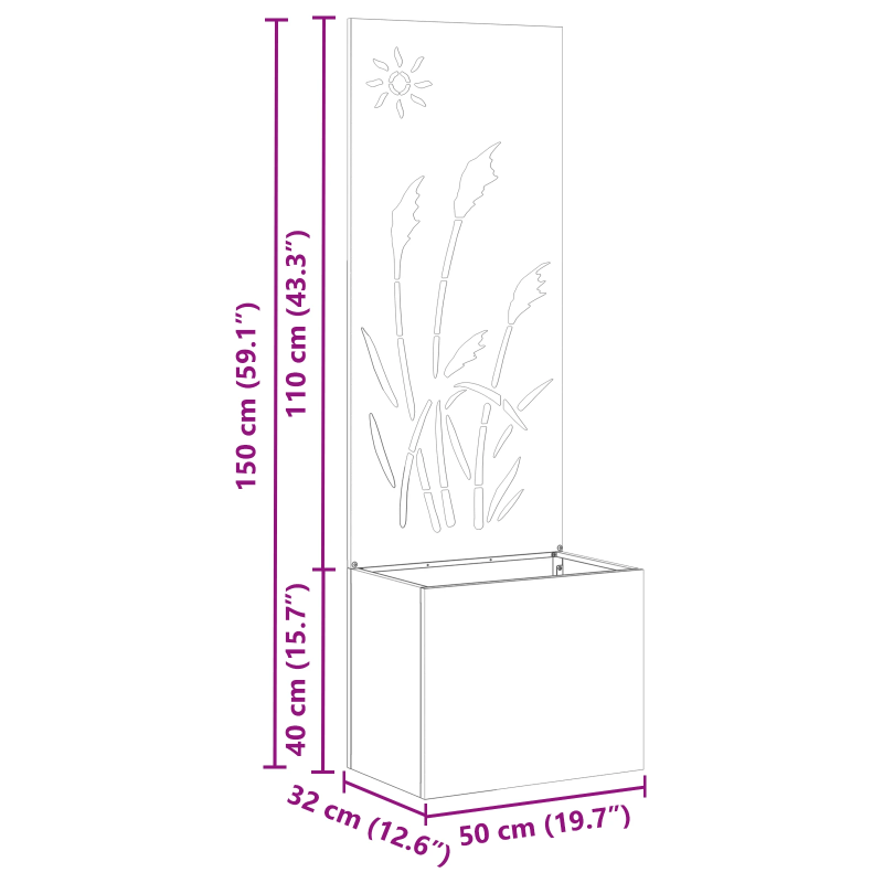 vidaXL Dārza privātuma ekrāns Melna 50 x 140 cm Auksti velmēta tērauds