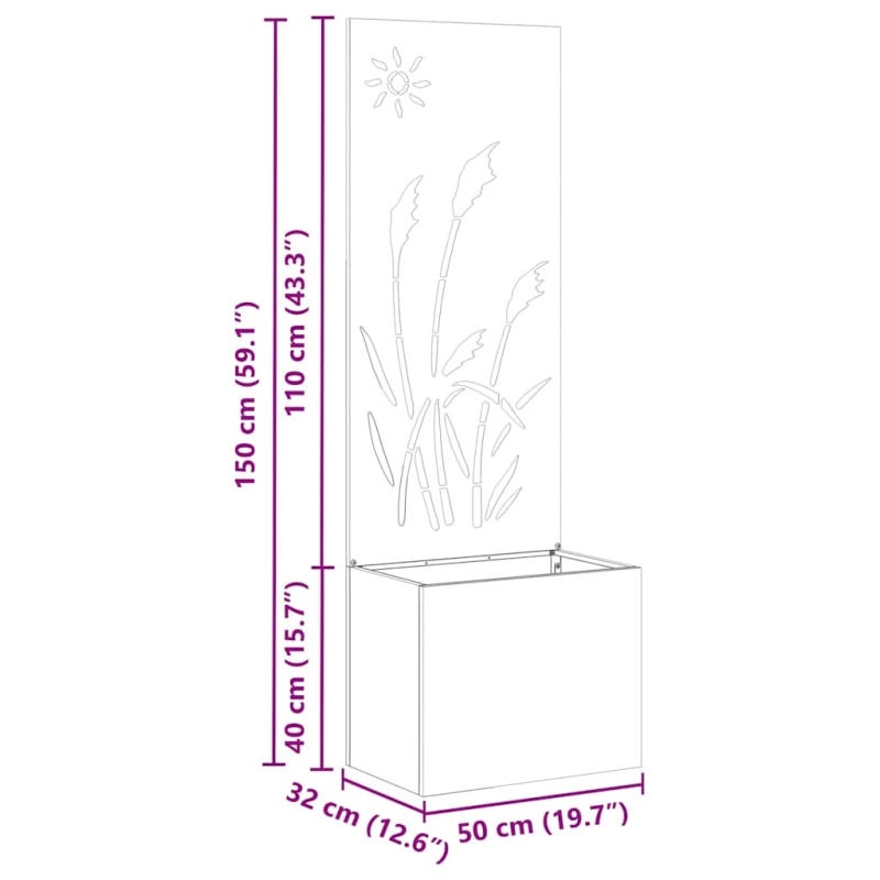 vidaXL Dārza privātuma ekrāns Izriezts raksts Antracīts 50 x 140 cm