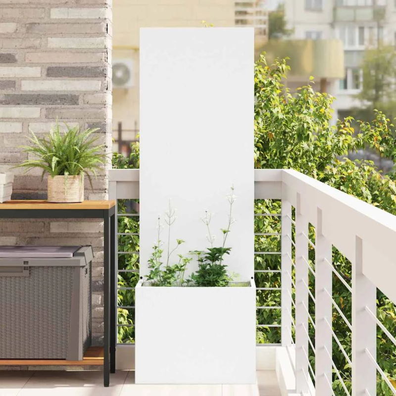 vidaXL Dārza privātuma ekrāns Balts 50 x 140 cm Auksti velmēta tērauds