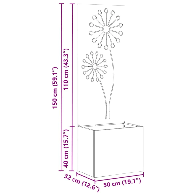 vidaXL Dārza privātuma ekrāns Izriezts raksts Antracīts 50 x 140 cm
