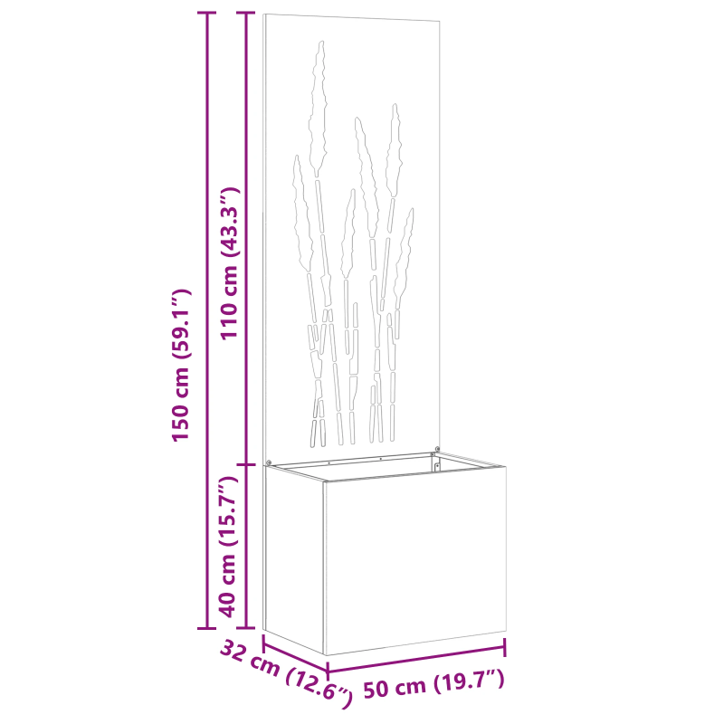 vidaXL Dārza privātuma ekrāns Melna 50 x 140 cm Auksti velmēta tērauds