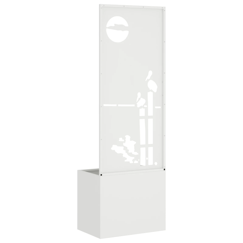 vidaXL Dārza privātuma ekrāns Balts 50 x 140 cm Auksti velmēta tērauds