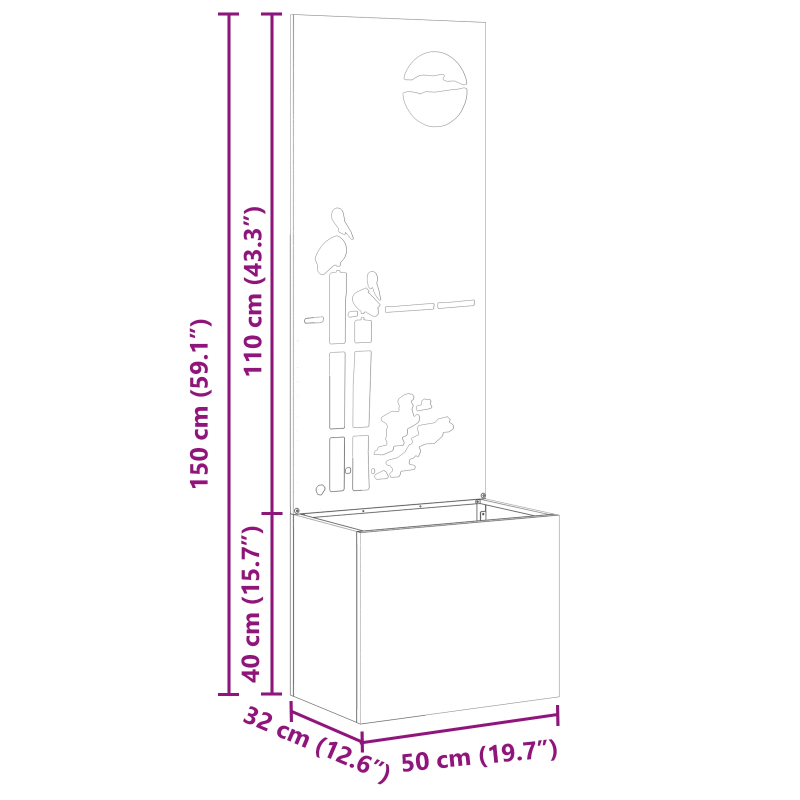 vidaXL Dārza privātuma ekrāns Balts 50 x 140 cm Auksti velmēta tērauds