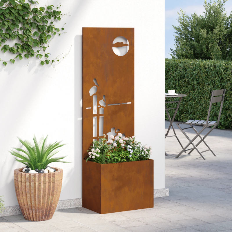 vidaXL Dārza privātuma ekrāns Rūsa 50 x 140 cm Novecināts tērauds