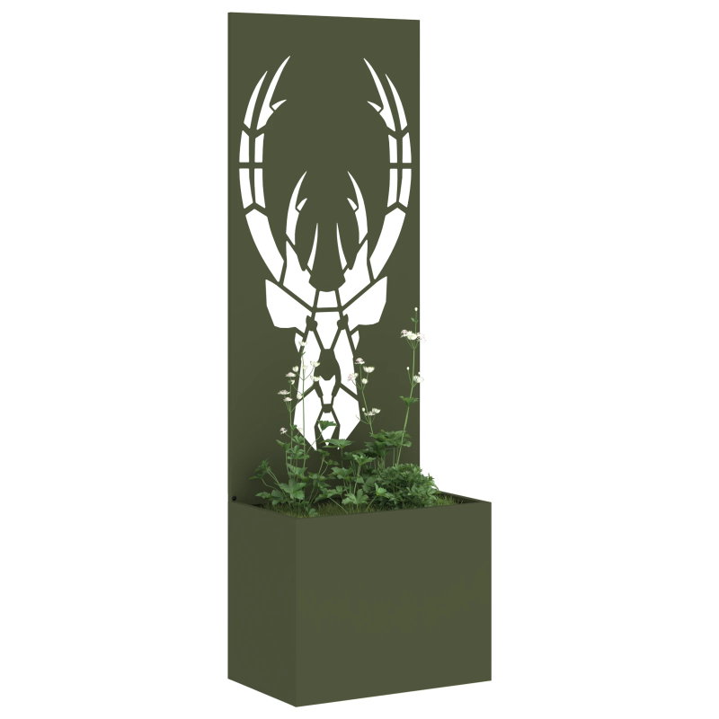 vidaXL Dārza privātuma ekrāns Dzīvnieku raksts Olīvu zaļa 50 x 140 cm