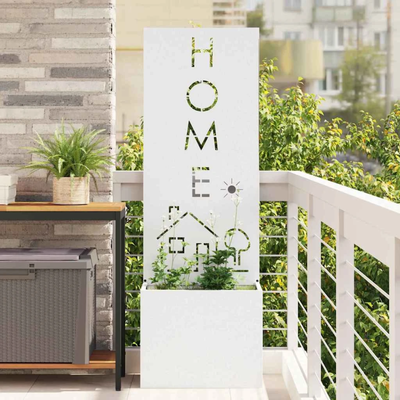 vidaXL Dārza privātuma ekrāns Balts 50 x 140 cm Auksti velmēta tērauds