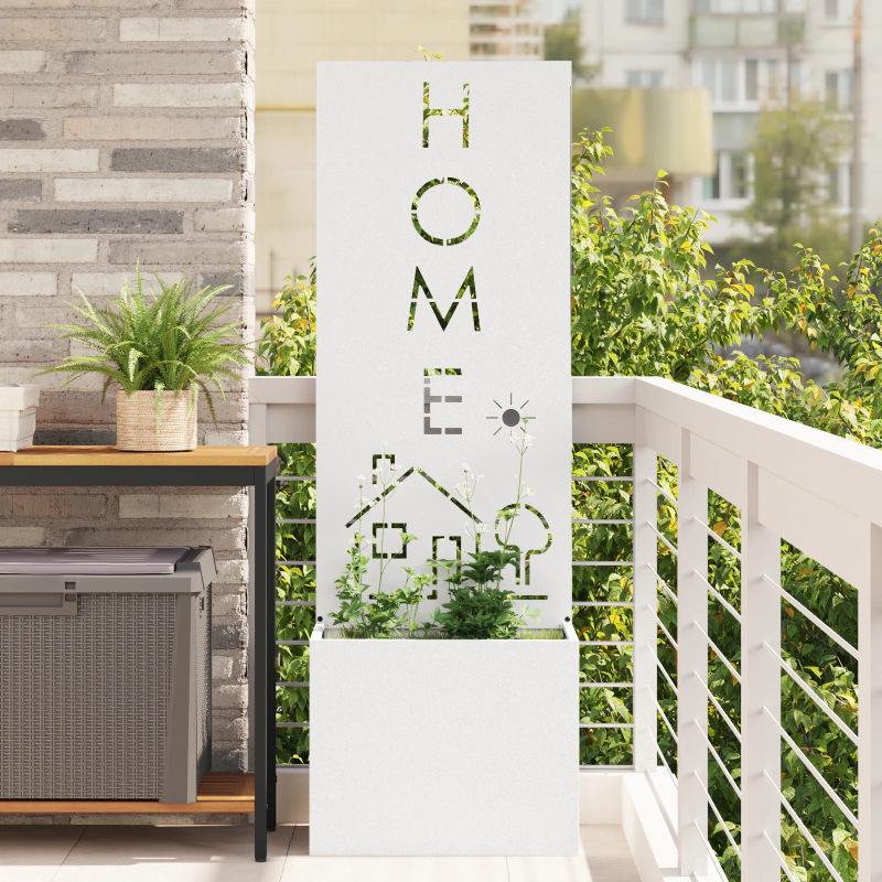 vidaXL Dārza privātuma ekrāns Balts 50 x 140 cm Auksti velmēta tērauds