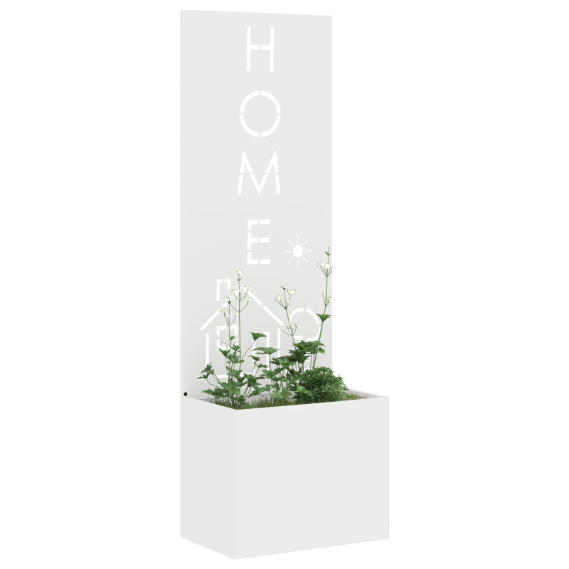 vidaXL Dārza privātuma ekrāns Balts 50 x 140 cm Auksti velmēta tērauds