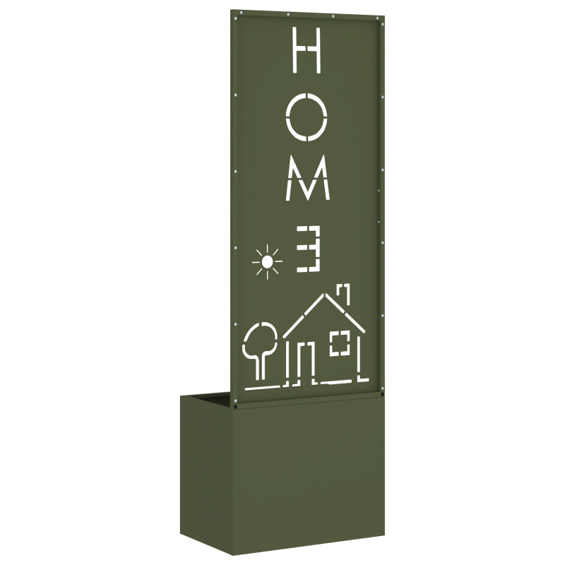 vidaXL Dārza privātuma ekrāns Izriezts raksts Olīvu zaļa 50 x 140 cm