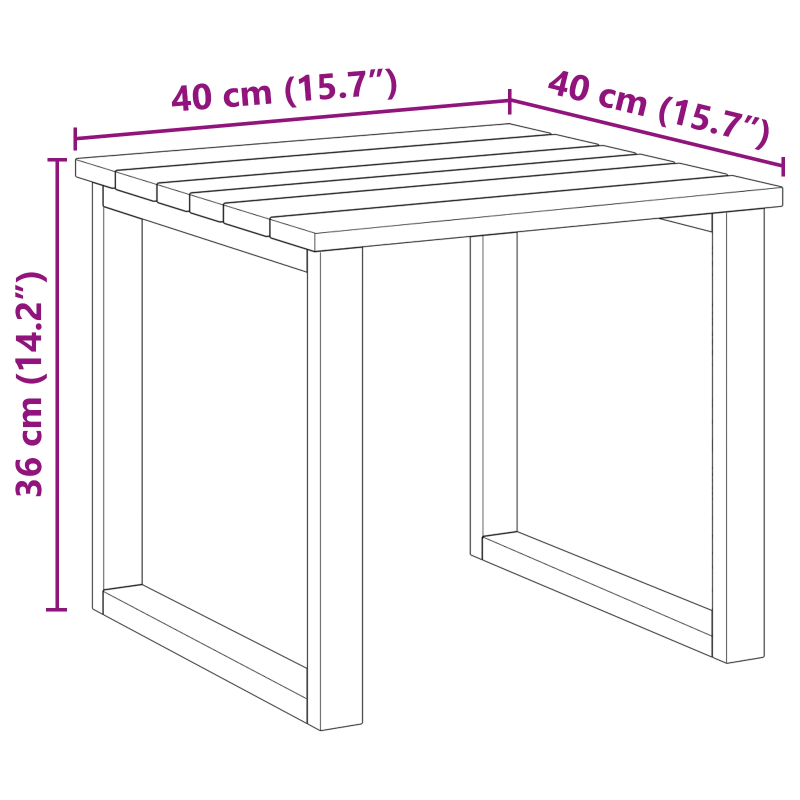 vidaXL galds Dabiska 40 x 40 x 36 cm Impregnēts priedes koks