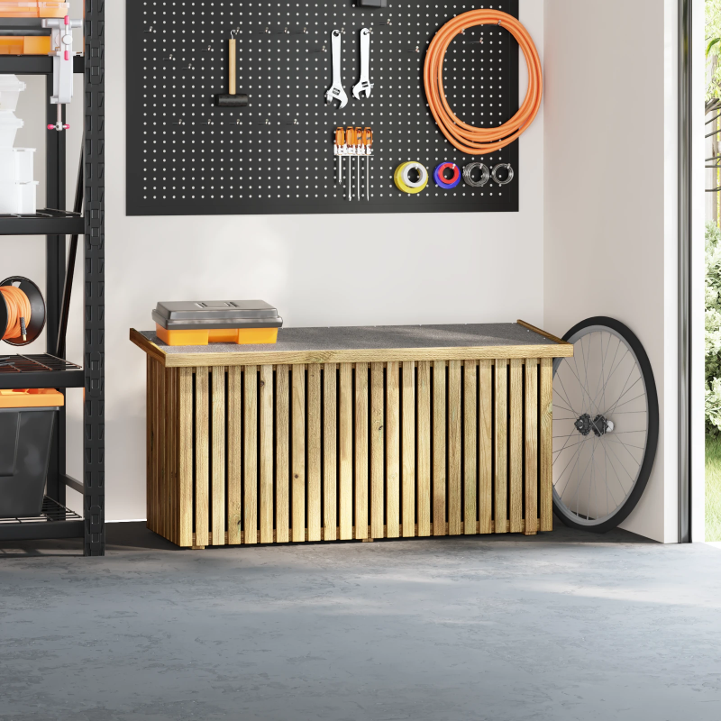 vidaXL Dārza uzglabāšanas kaste Dabiska 119 x 44 x 58,5 cm