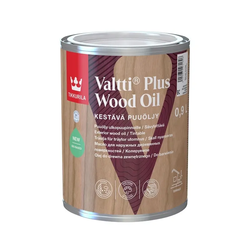 Koksnes eļļa Tikkurila Valtti Plus Wood Oil, caurspīdīga krās., 0.9 l