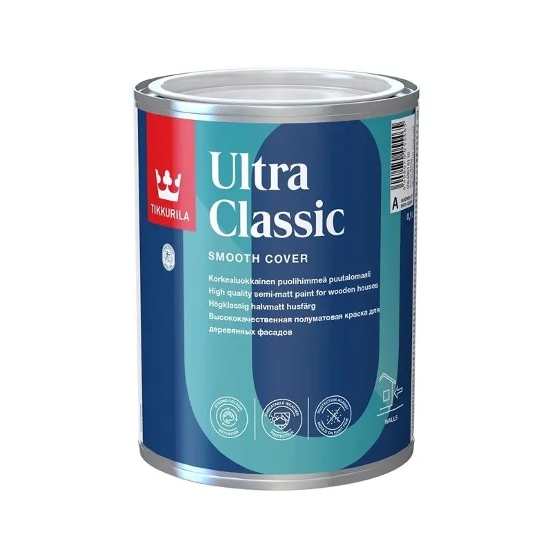 Medinių fasadų dažai Tikkurila Ultra Classic, balta sp., 0.9 l