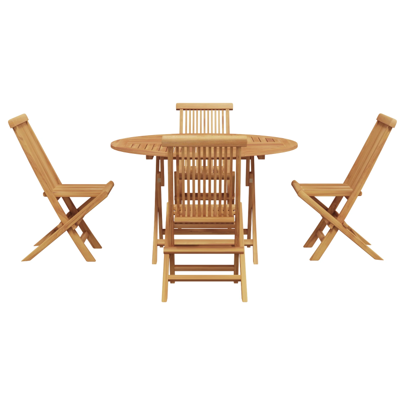 vidaXL Dārza ēdamgalds 5 pcs Brūna Ciets tekša koks