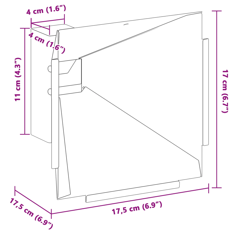 vidaXL Ložu uztvērējs Melna 17.5 x 17.5 x 17 cm Tērauds