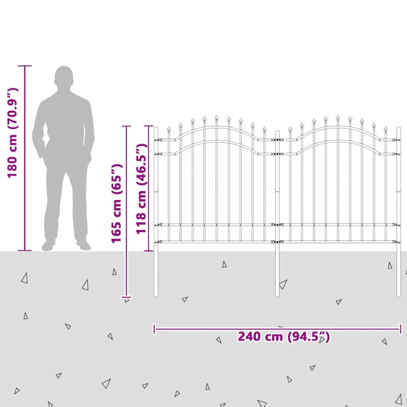 vidaXL Dārza žogs Balts 240 x 165 cm Pulverkrāsots tērauds