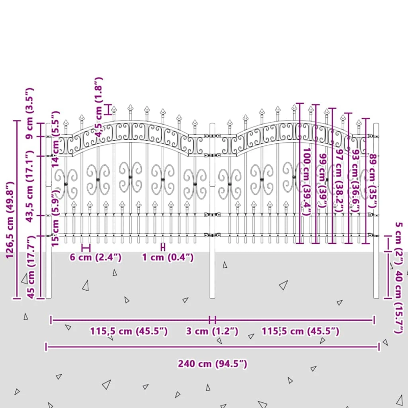 vidaXL Dārza žogs Balts 240 x 140 cm Pulverkrāsots tērauds