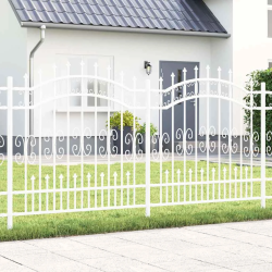 vidaXL Dārza žogs Balts 240 x 165 cm Pulverkrāsots tērauds