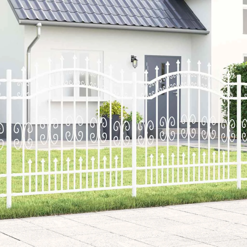 vidaXL Dārza žogs Balts 240 x 165 cm Pulverkrāsots tērauds