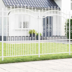 vidaXL Dārza žogs Balts 240 x 190 cm Pulverkrāsots tērauds
