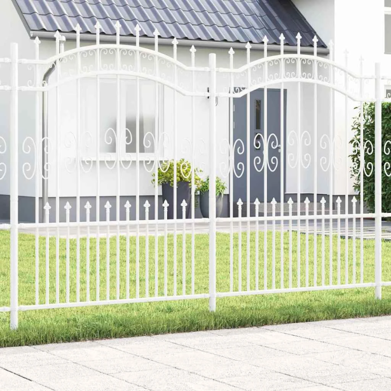 vidaXL Dārza žogs Balts 240 x 190 cm Pulverkrāsots tērauds