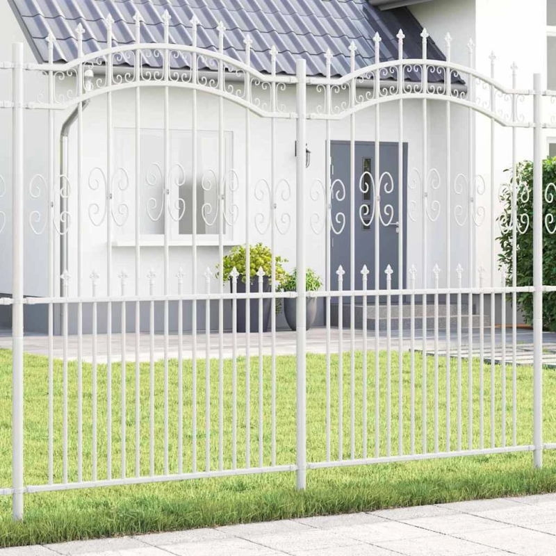 vidaXL Dārza žogs Balts 240 x 215 cm Pulverkrāsots tērauds