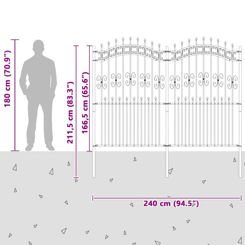 vidaXL Dārza žogs Balts 240 x 215 cm Pulverkrāsots tērauds