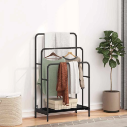 vidaXL Auduma statīvs ar plauktu Melns ozolkoks 60 x 30 x 100,5 cm