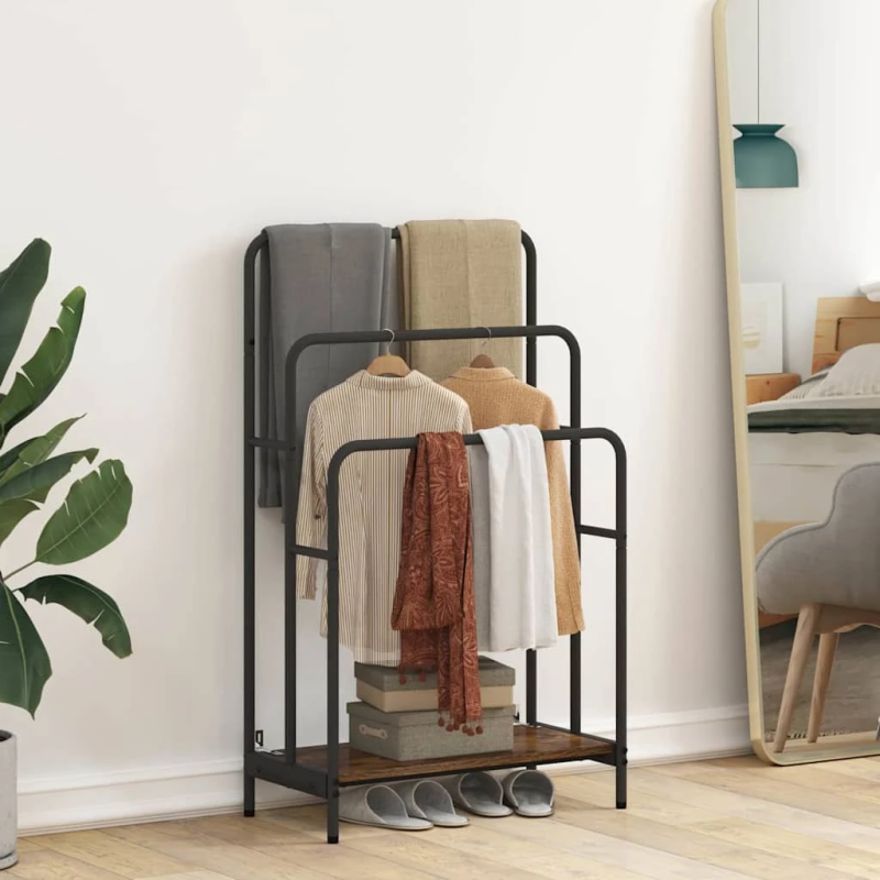 vidaXL Auduma statīvs ar plauktu Dūmaka ozols 60 x 30 x 100,5 cm