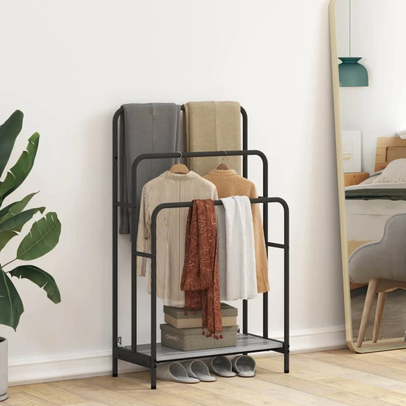 vidaXL Auduma statīvs ar plauktu Pelēks Sonoma 60 x 30 x 100,5 cm