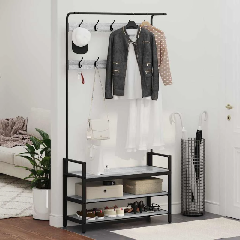 vidaXL Pakaramais Pelēks Sonoma 95 x 34 x 184 cm Inženierijas koks