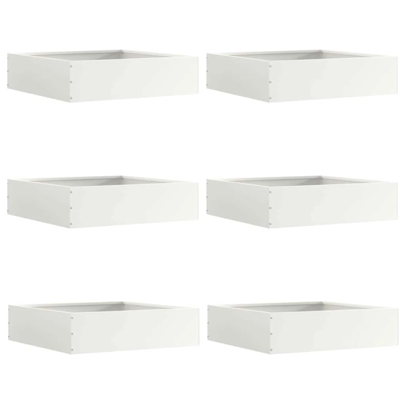 vidaXL Zāliena Apmale 6 pcs Balts 50 x 50 x 13 cm Tērauds