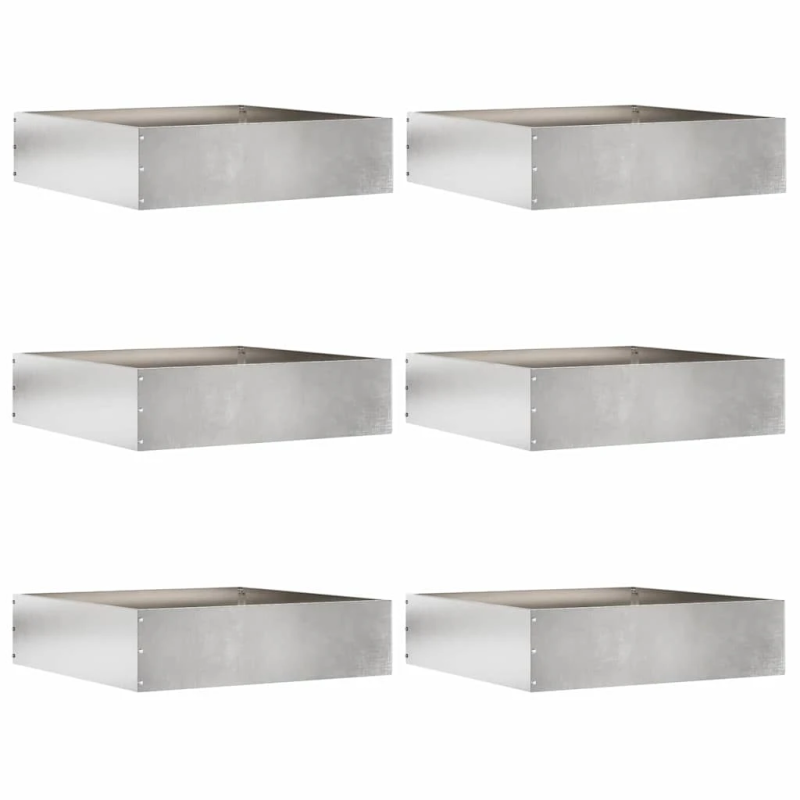 vidaXL Zāliena Apmale 6 pcs Sudraba 50 x 50 x 13 cm Nerūsējošs tērauds