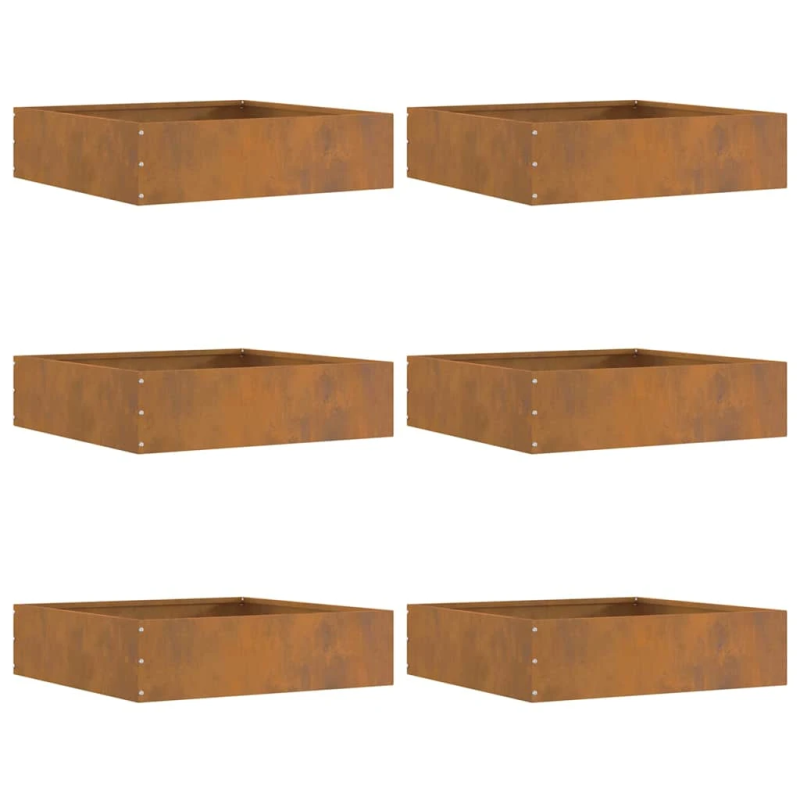 vidaXL Zāliena Apmale 6 pcs Rūsa 50 x 50 x 13 cm Novecināts tērauds