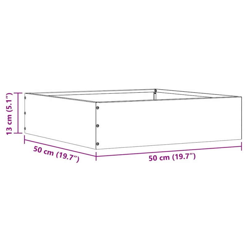 vidaXL Zāliena Apmale 6 pcs Rūsa 50 x 50 x 13 cm Novecināts tērauds