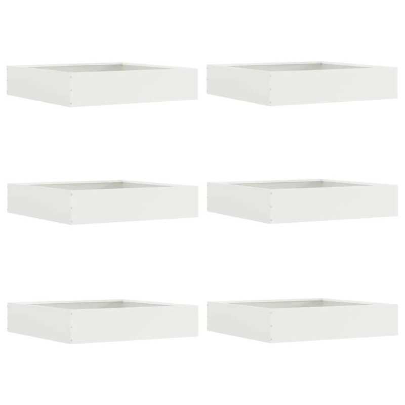vidaXL Zāliena Apmale 6 pcs Balts 60 x 60 x 13 cm Tērauds