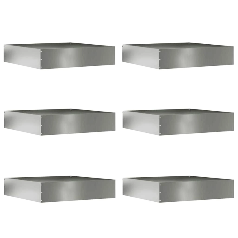 vidaXL Zāliena Apmale 6 pcs Sudraba 60 x 60 x 13 cm Cinkots tērauds