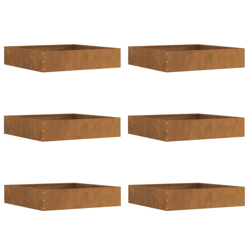 vidaXL Zāliena Apmale 6 pcs Rūsa 60 x 60 x 13 cm Novecināts tērauds