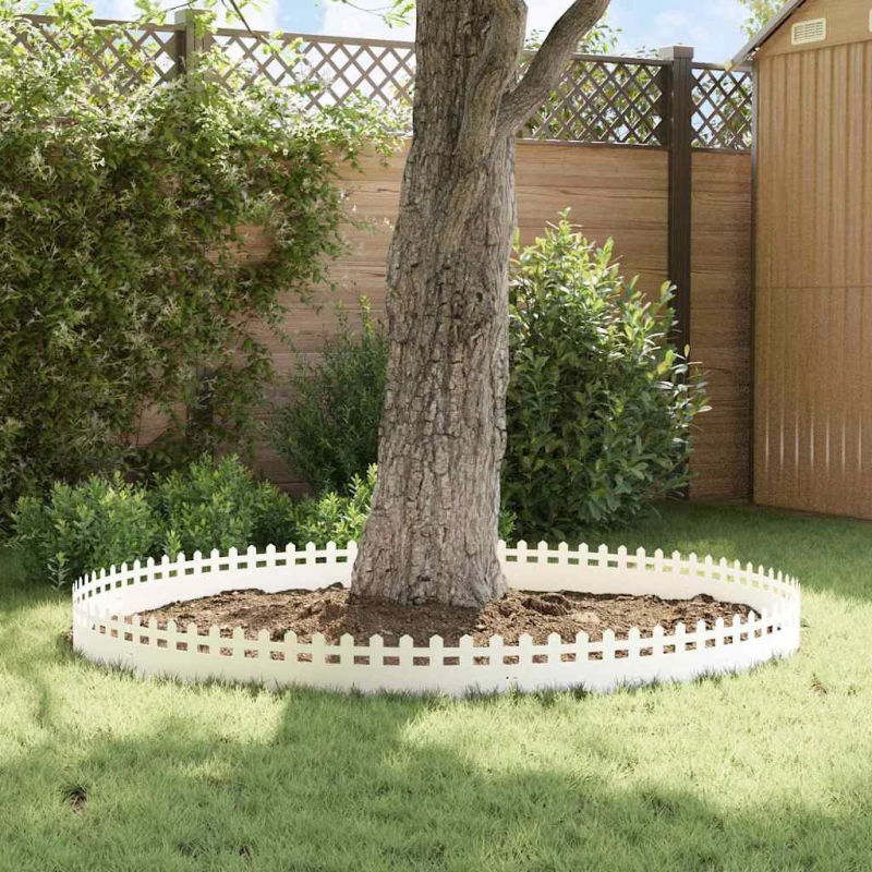 vidaXL Zāliena apmales 10 pcs Balts 103 x 0,05 x 22 cm Tērauds