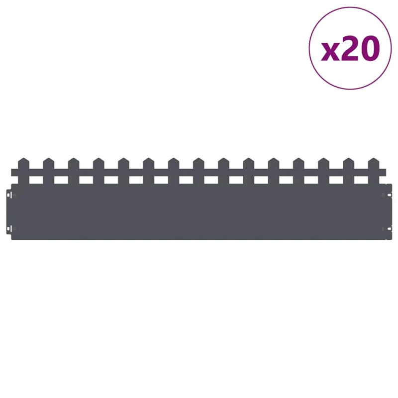 vidaXL Zāliena apmales 20 pcs Antracīts 103 x 0,05 x 22 cm Tērauds