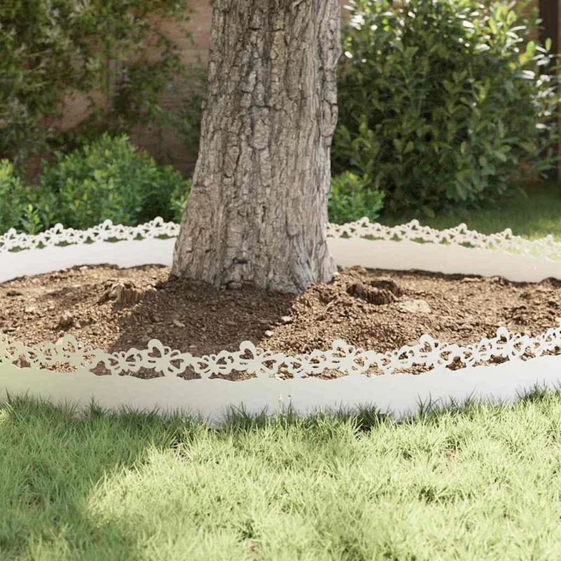 vidaXL Zāliena apmales 30 pcs Balts 103 x 0,05 x 22 cm Tērauds