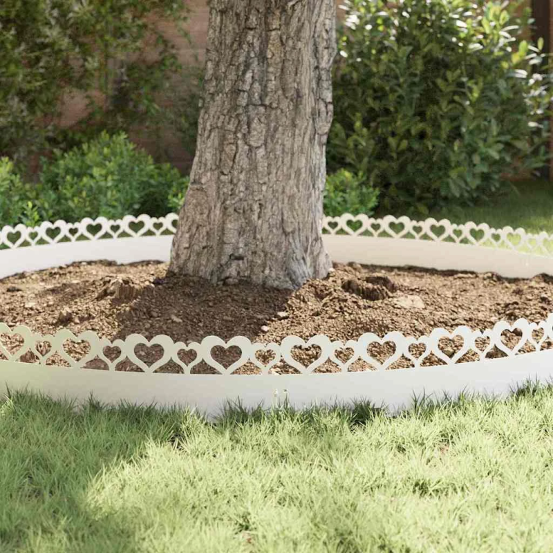 vidaXL Zāliena apmales 30 pcs Balts 103 x 0,05 x 22 cm Tērauds