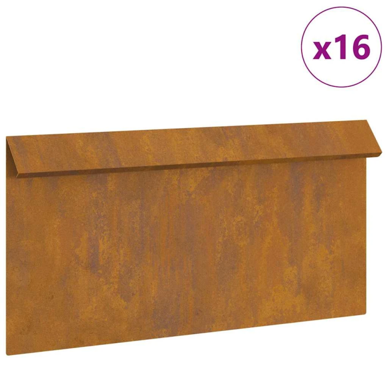 vidaXL Kāpuru žogs 16 pcs Rūsa 50 x 3,5 x 25 cm Novecināts tērauds