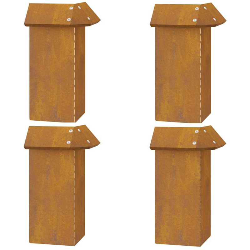 vidaXL Kāpuru žogs 4 pcs Rūsa 13,5 x 13,5 x 25 cm Novecināts tērauds