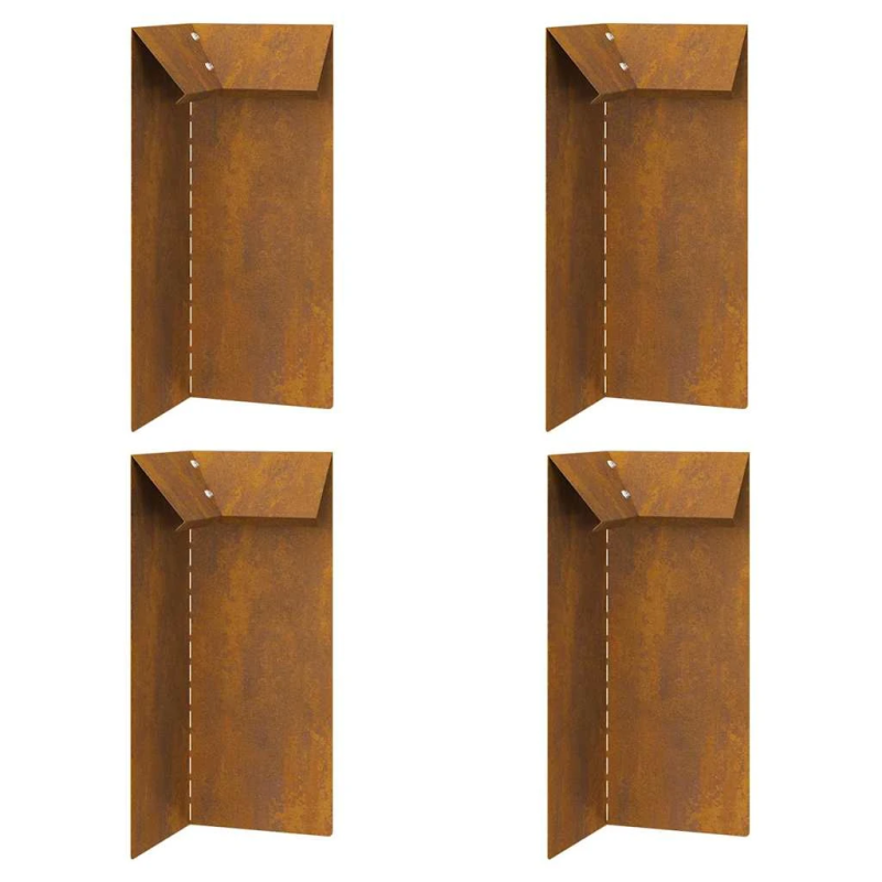 vidaXL Kāpuru žogs 4 pcs Rūsa 10 x 10 x 25 cm Novecināts tērauds